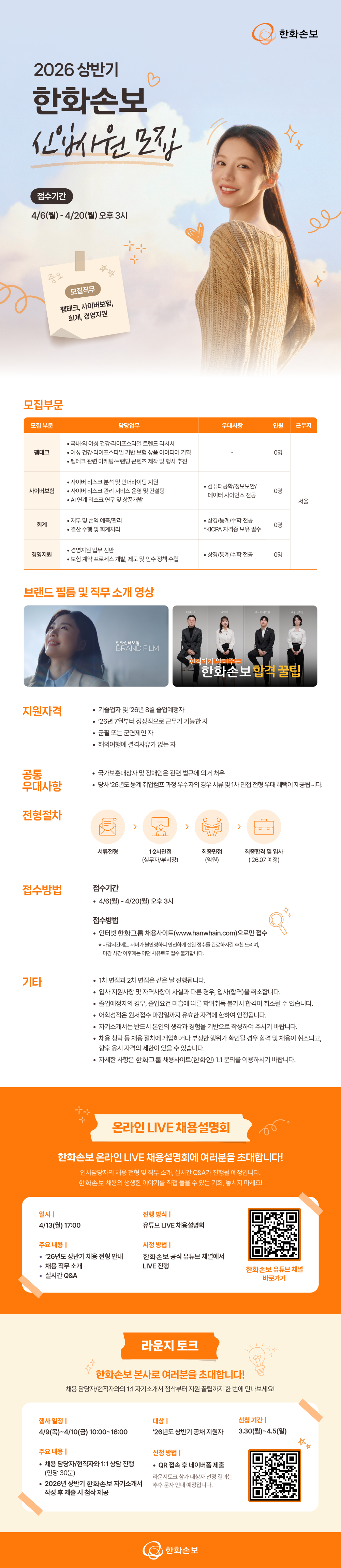 한화손보 채용 공고문